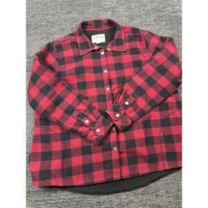 Orvis Jacket Mens 2XL Red Plaid Flannel Classic Collection Fleece Lined Snap